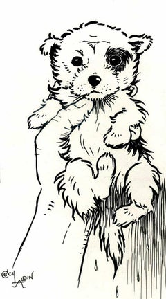 A Puppy, 20th Century Signed Ink on Paper