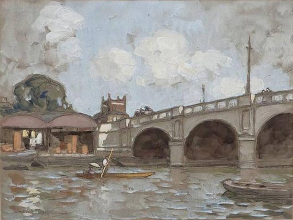 Kingston Bridge, English 20th Century Signed Watercolour