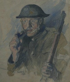 Soldier at Rest, signiertes Aquarell, 20. Jahrhundert