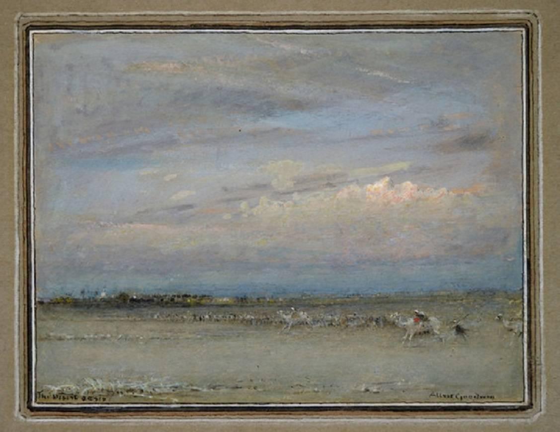Landscape Art Albert Goodwin - Oasis du désert, école britannique, aquarelle du 19e siècle