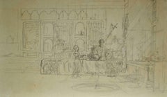 Un moment de repos, graphite orientaliste du XIXe siècle 