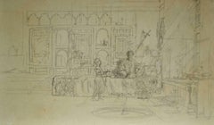 Antique A Moment's Rest, 19th Century Graphite Orientalist 