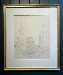 Dome of the Holy Rock, 19th Century Graphite Orientalist