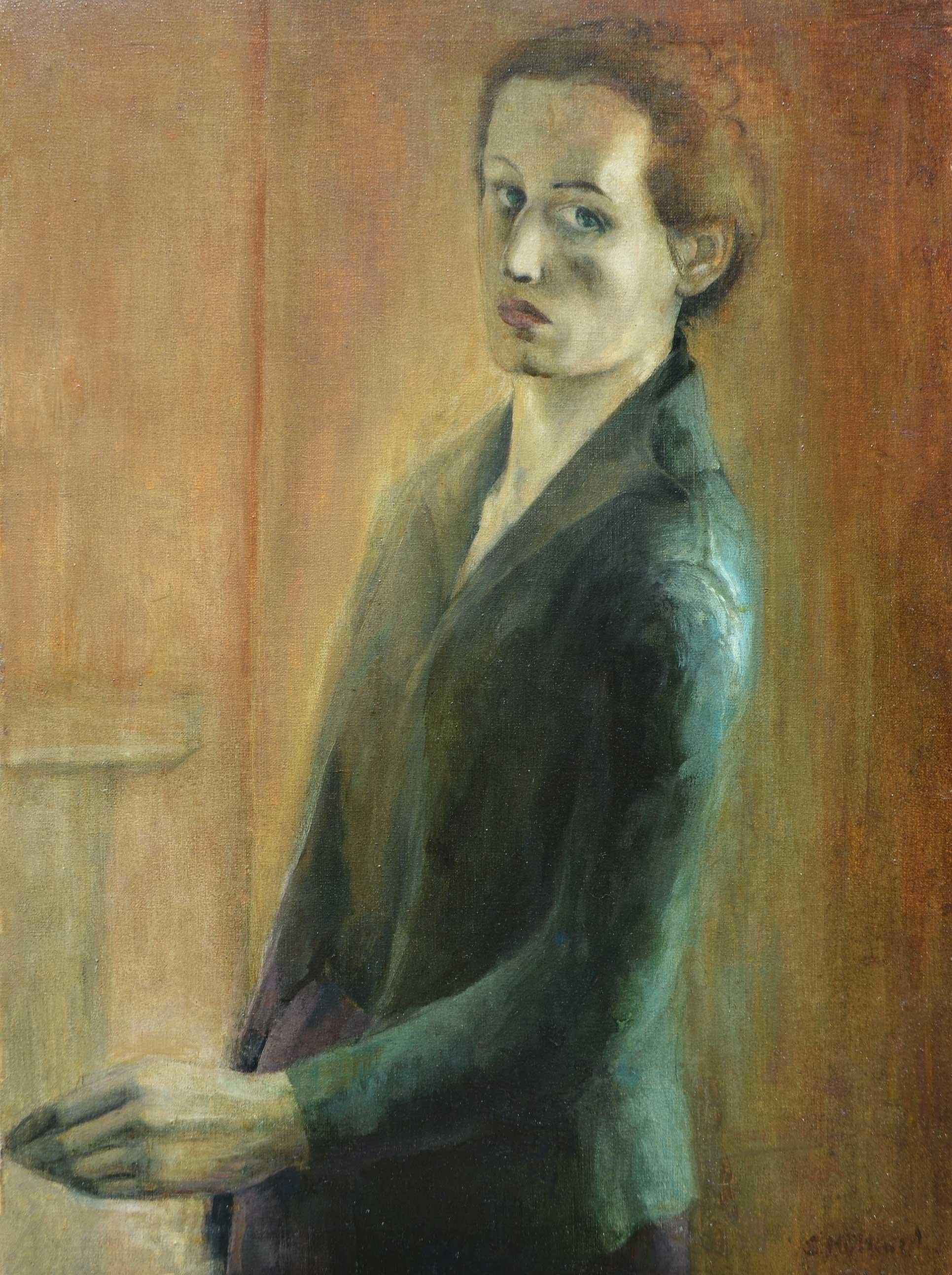 Sheila Holland Portrait Painting - Self Portrait, Mid-20th Century Oil