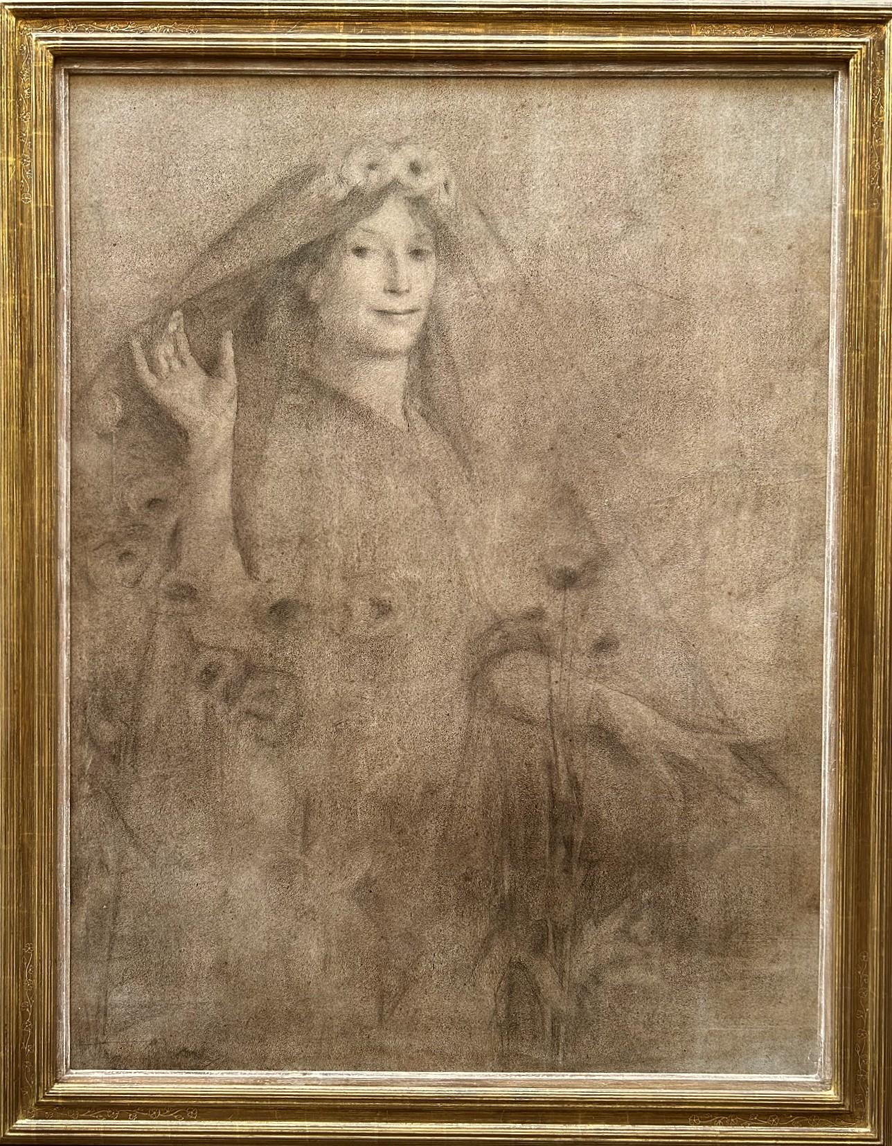 Death the Bride, Late 19th Century Pre-Raphaelite Graphite on Paper - Art by Thomas Cooper Gotch