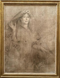 Death the Bride, Late 19th Century Pre-Raphaelite Graphite on Paper