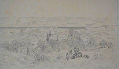 Dwelling by the Nile - Original Sketch for Orientalist Painting, 19th Century