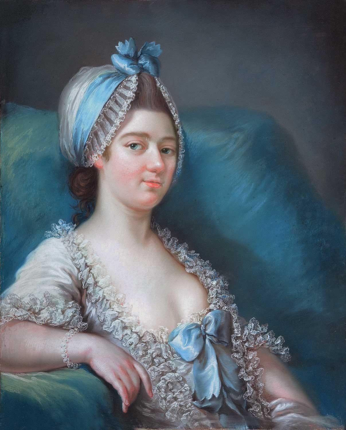 Unknown Portrait – Porträt einer Dame – europäisches Pastell des späten 18. Jahrhunderts