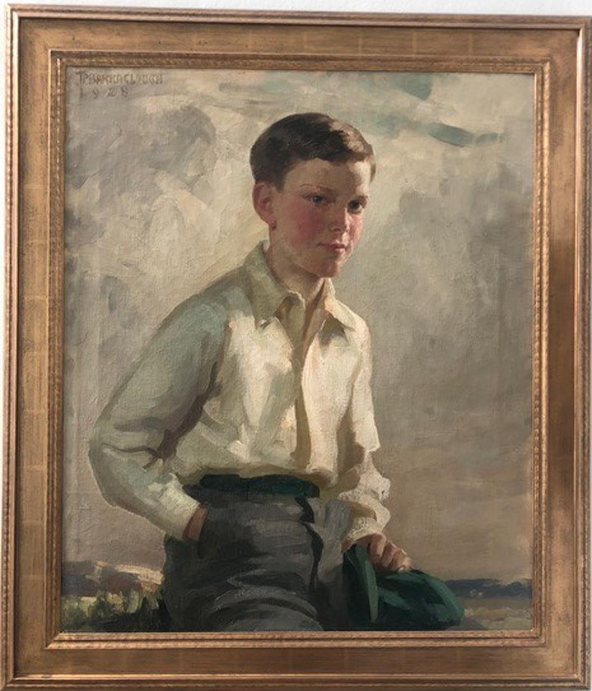 Portrait of a Boy, 20th Century English Oil  - Painting by James Penniston Barraclough 