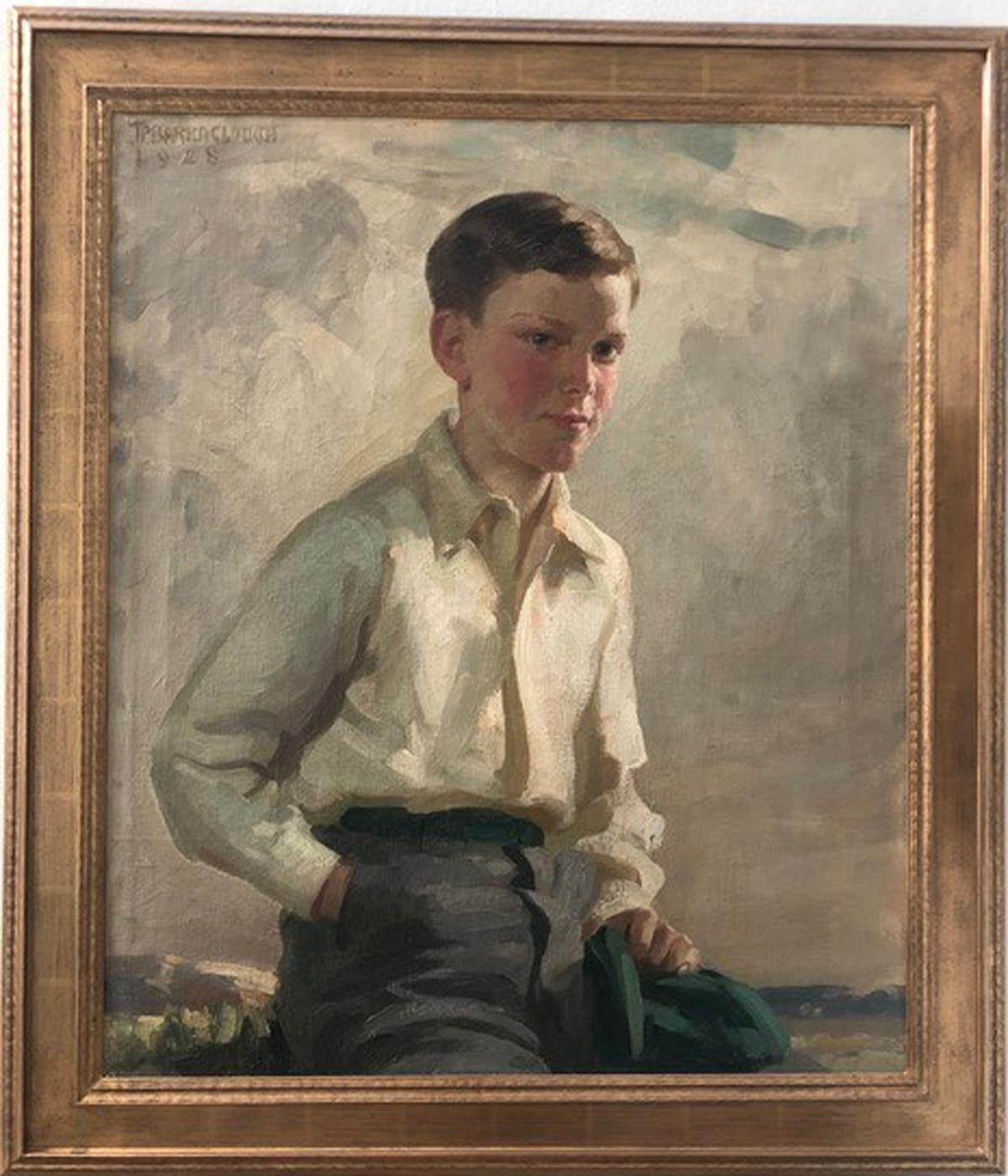 Ritratto di ragazzo, olio inglese del XX secolo - Painting di James Penniston Barraclough 