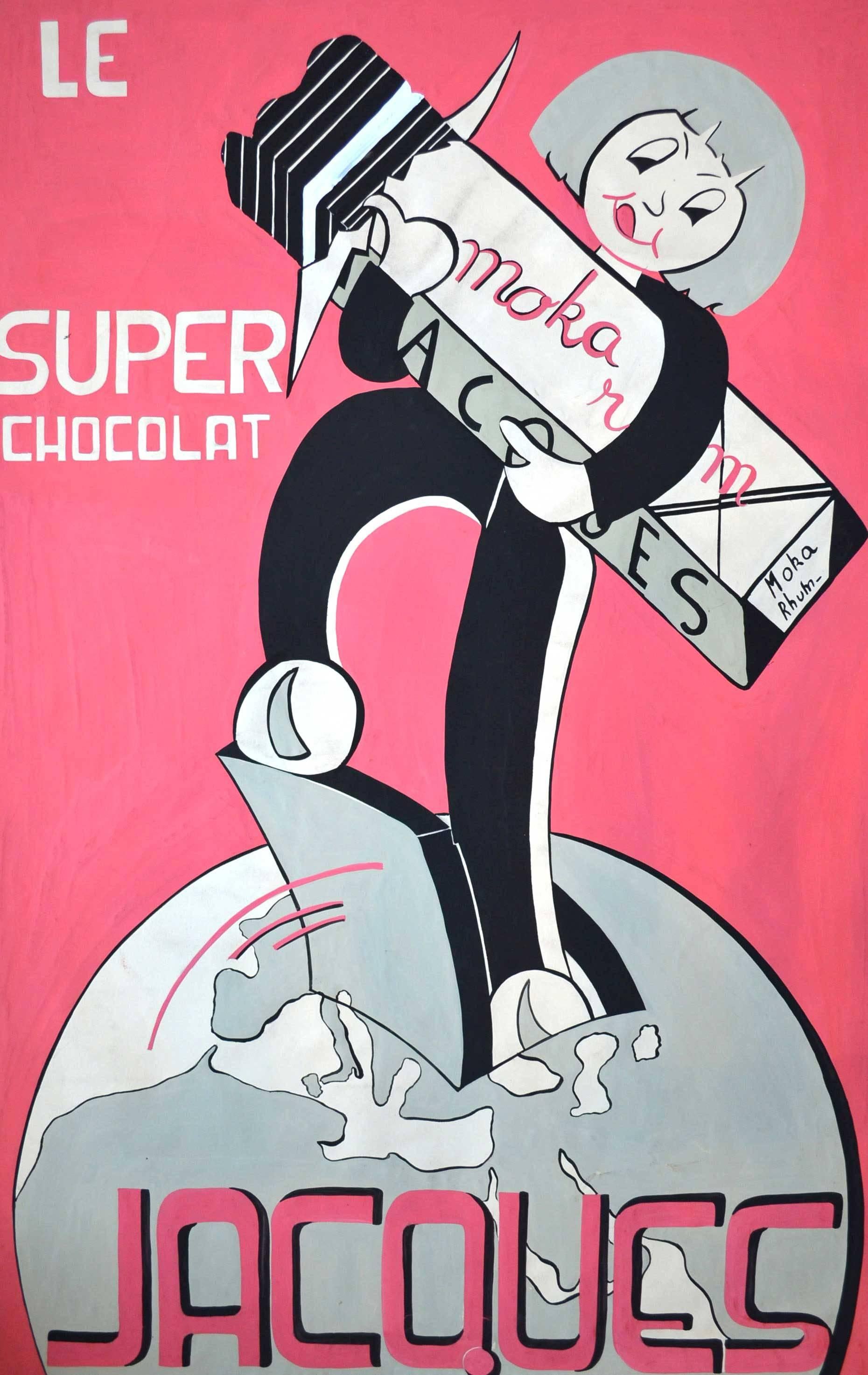 Unknown Figurative Art - Jacques Super Chocolat - Advertising Original Artwork
