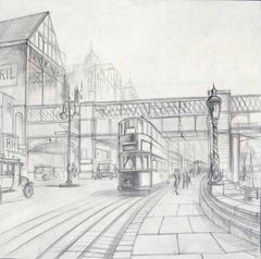 Embankment Station, Mid 20th Century Pencil