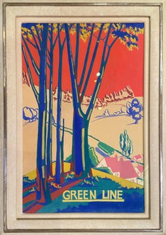 Green Line, Travel Poster Original Artwork 20th Century Gouache