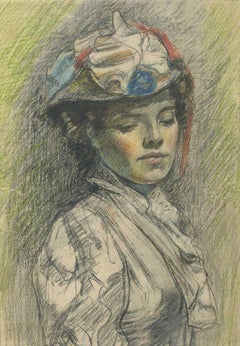Portrait of a Lady, 19th Century French School Chalk on Paper