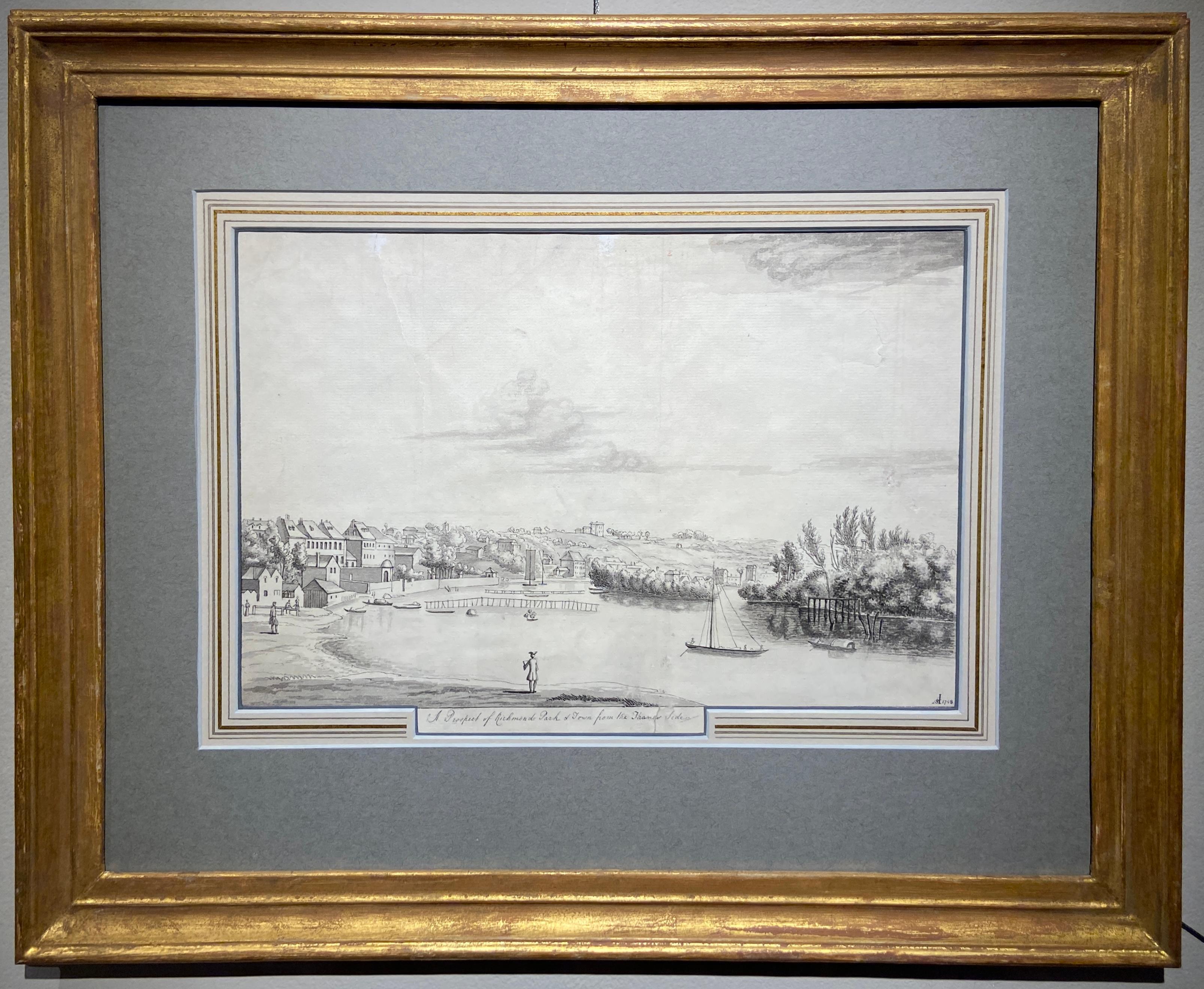 A Prospect of Richmond Park and Town from the Thames side, 18th Century  - Art by Adrien Sweets