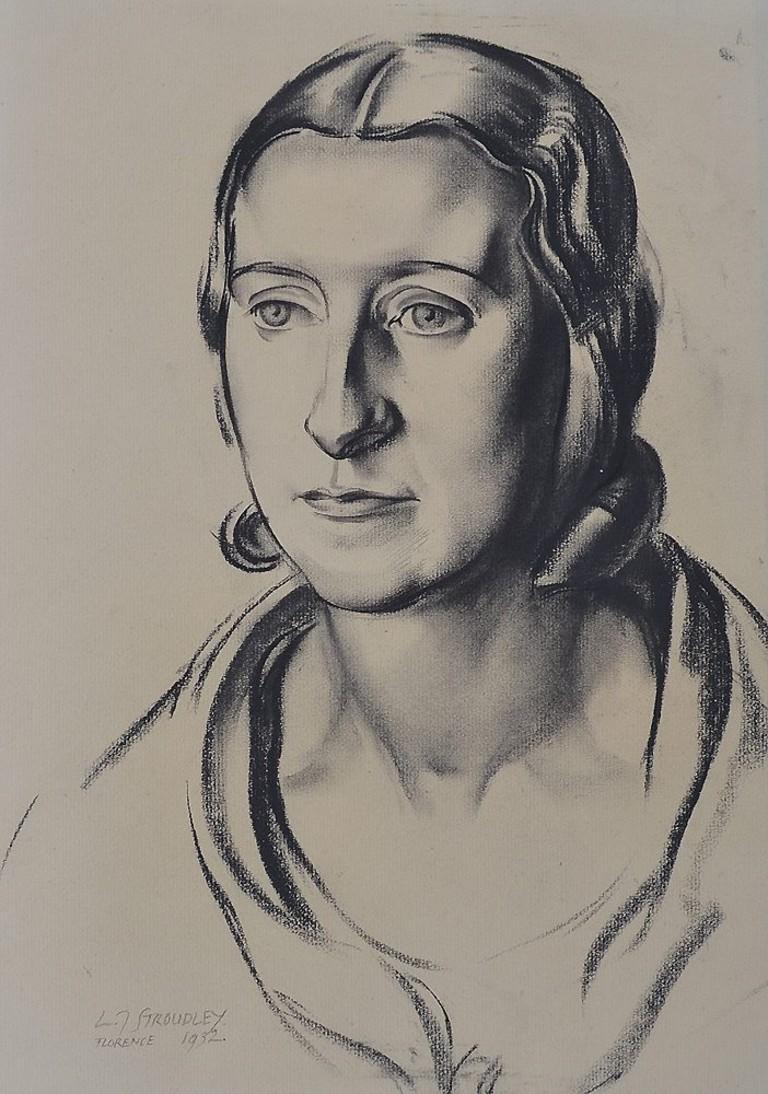 James Stroudley Portrait - Florentine Lady, 20th Century Graphite on Paper