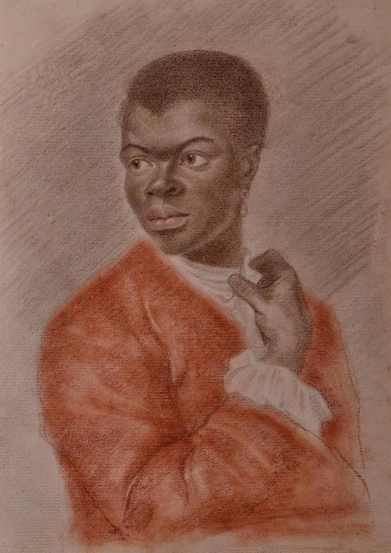 Portrait of a Young Man Original Charcoal and Pastel French 18th Century - Art by Unknown