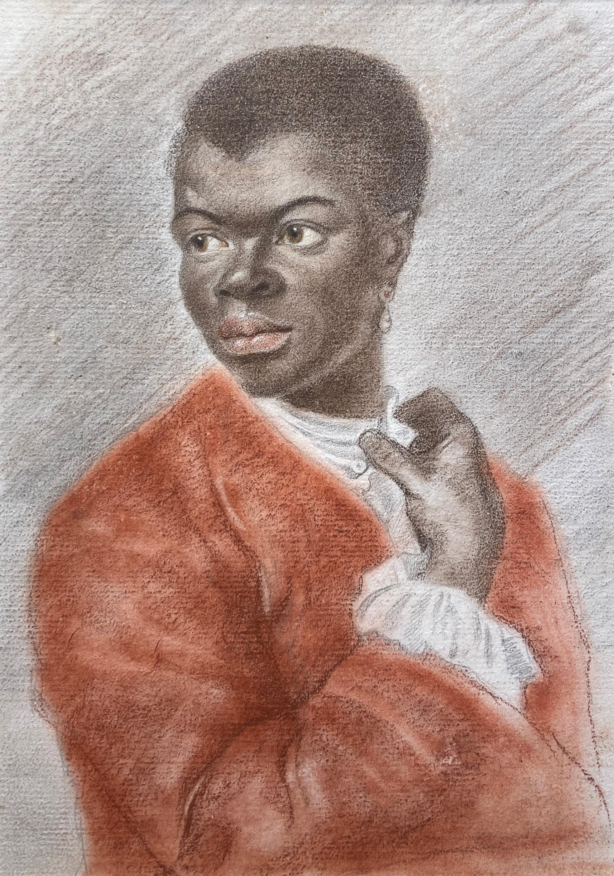 Portrait d'un jeune homme au fusain et au pastel d'origine, France, 18ème siècle - Art de Unknown