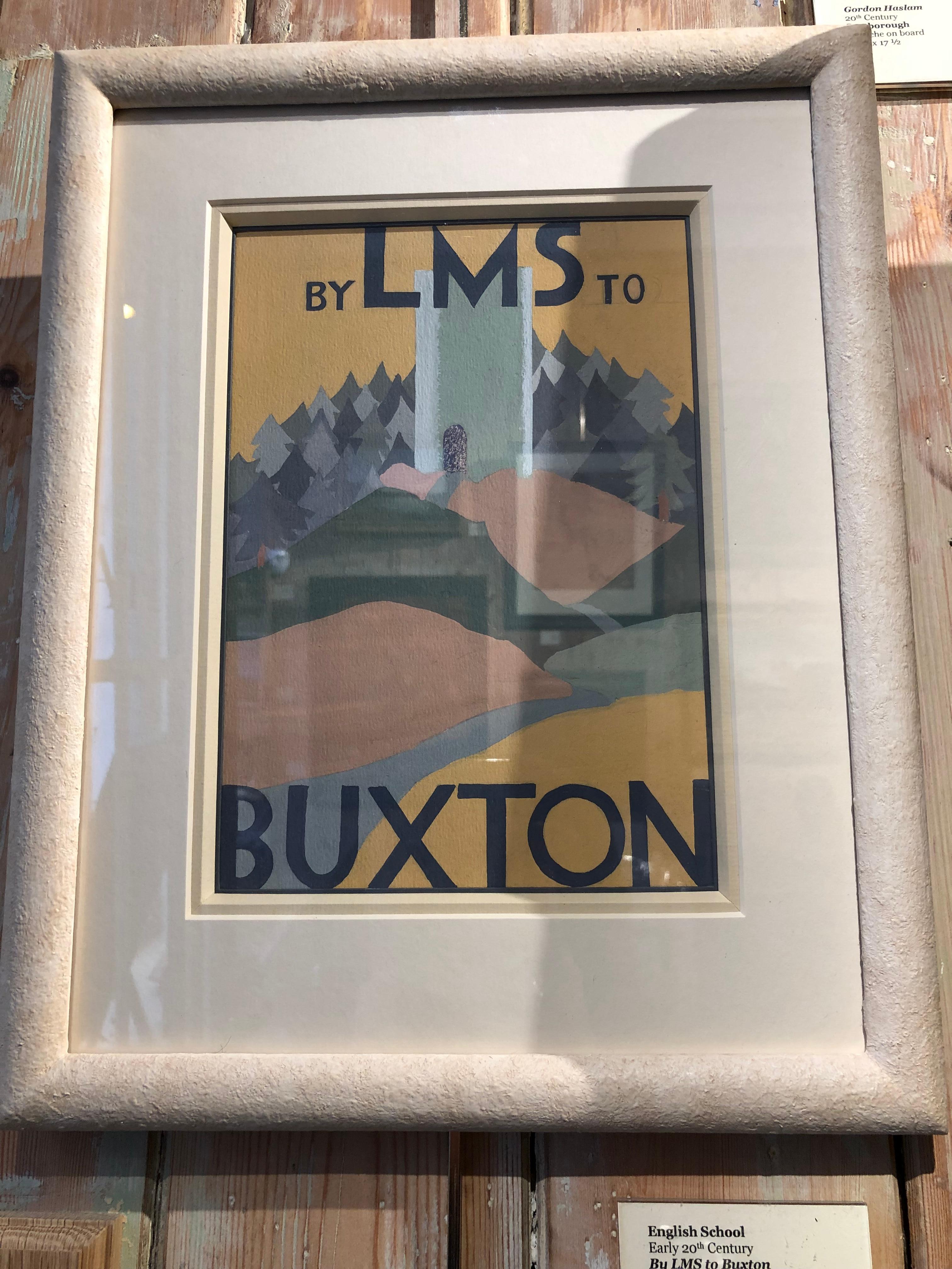 LMS an Buxton   Original Eisenbahn-Reiseplakat, Kunstwerk Gouache, 20. Jahrhundert – Art von Unknown