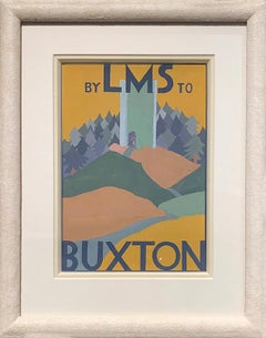 By LMS to Buxton   Original Railway Travel Poster Artwork Gouache 20th Century