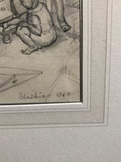 The Beekeepers Mid 20th Century Female Artist Graphite