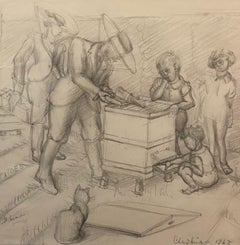 Gli apicoltori Metà del XX secolo Artista donna Grafite