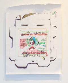 Nic Mathis, Untitled (Small Pizza), ink and acrylic unique unframed drawing 