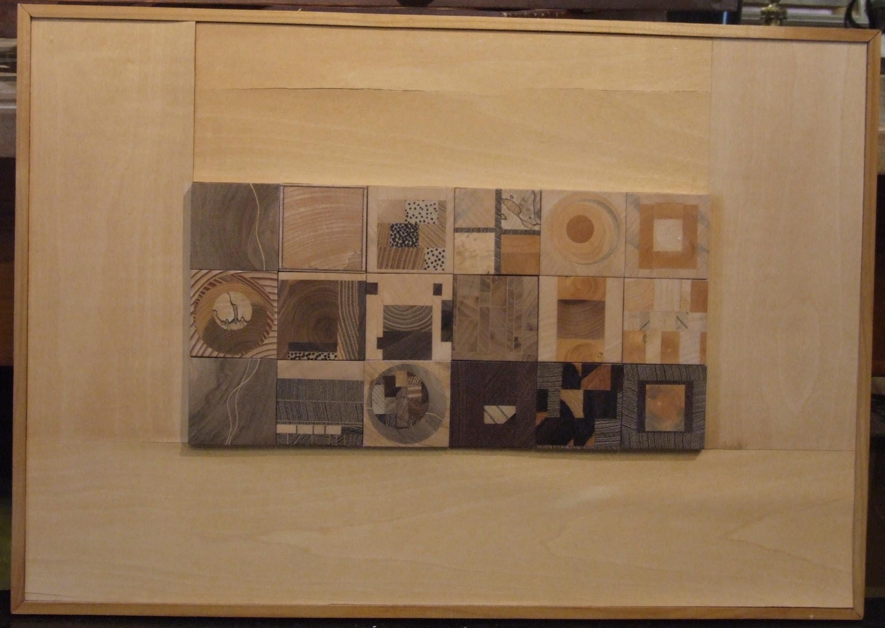mosaic, 2003 - wood composition, 34x48 cm., framed - Mixed Media Art by MERIGOT Jean-Luc
