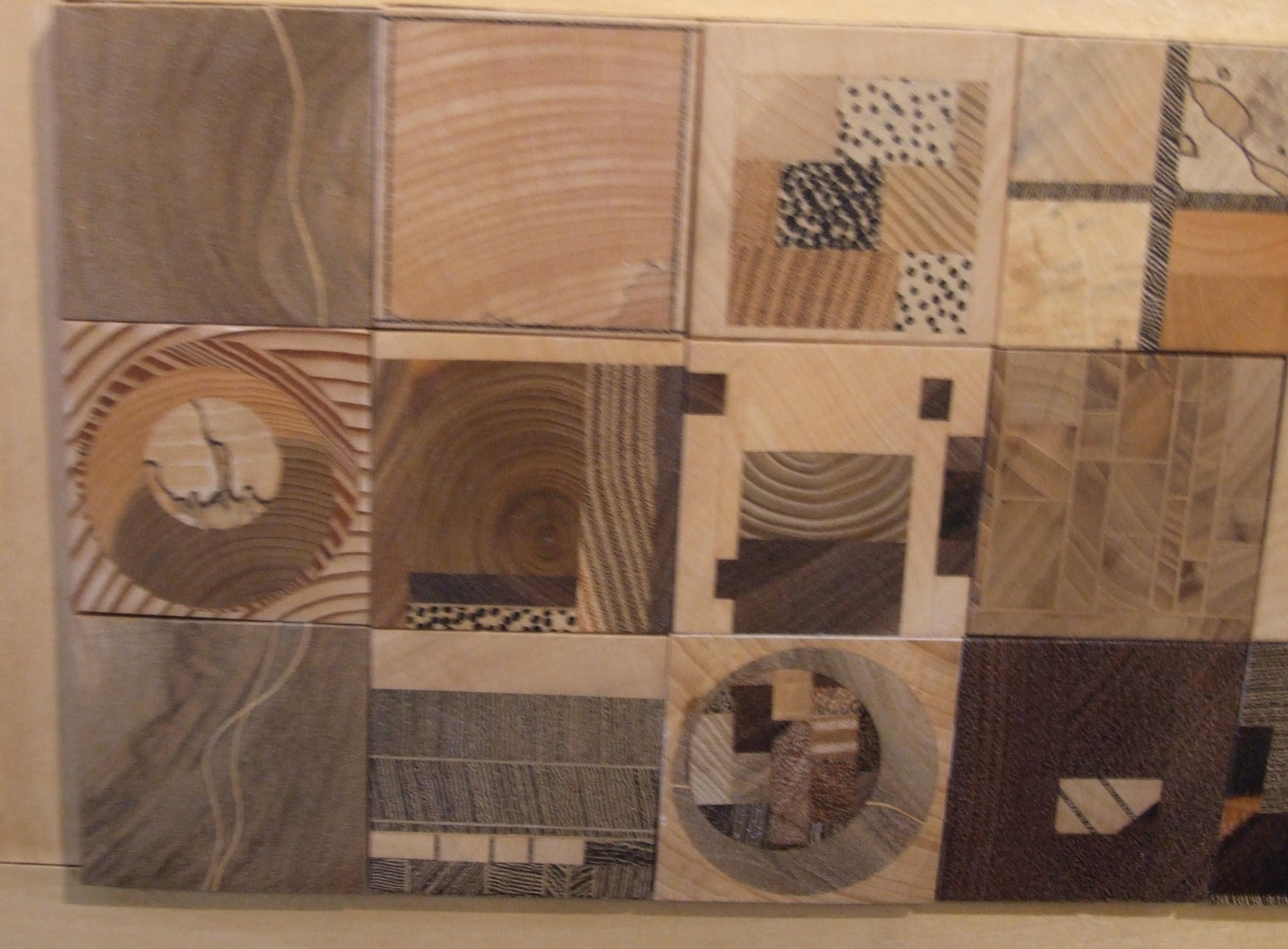 mosaic, 2003 - wood composition, 34x48 cm., framed - Abstract Mixed Media Art by MERIGOT Jean-Luc