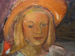 Young lady with flowers, 50er-Jahre, Ölfarbe, 73x49 cm.