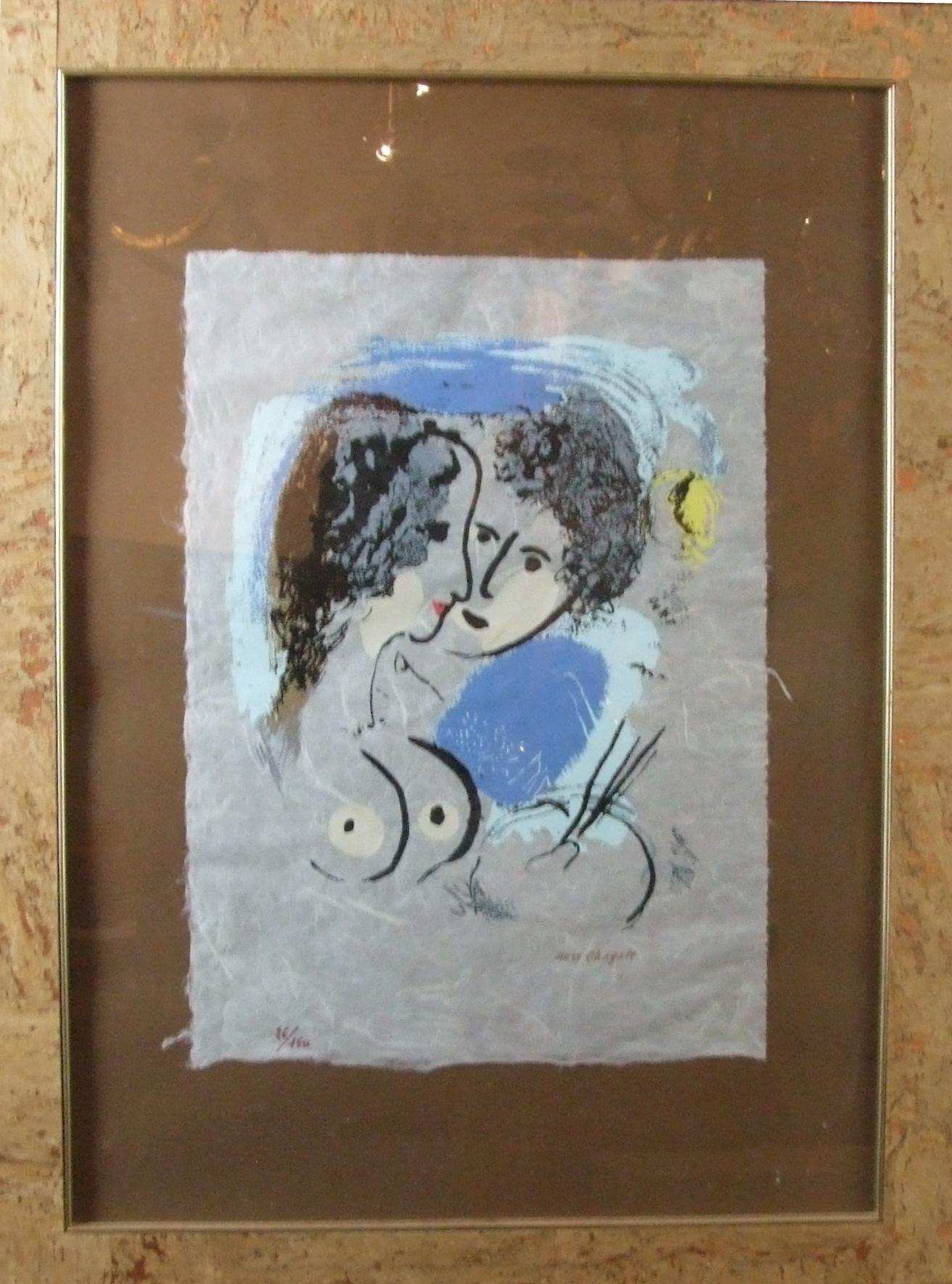 Marc Chagall Figurative Print - Les amoureux