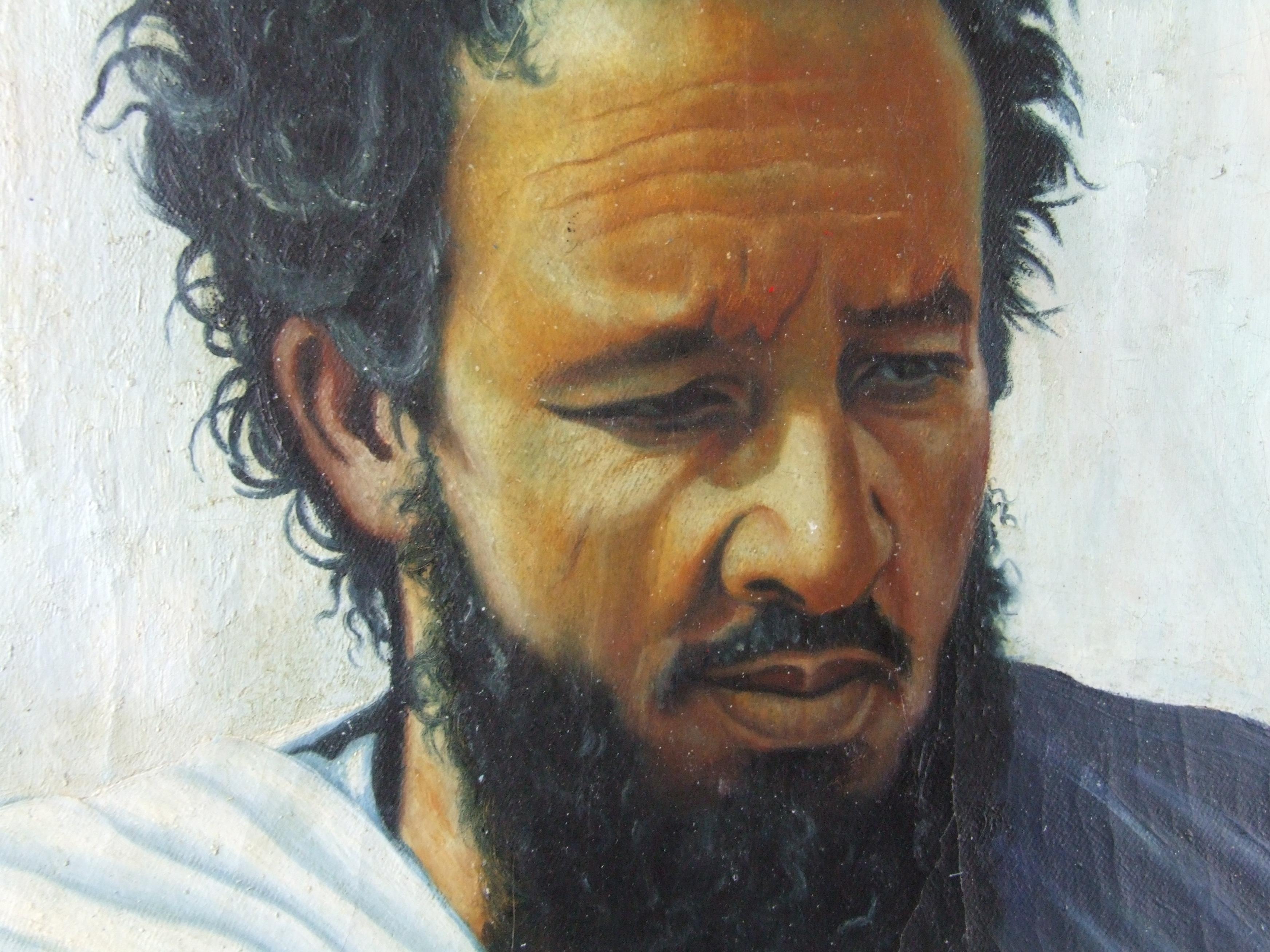 Coppia di berberi - Pittura a olio, una coppia, 41x33 cm. ciascuno - Portrait Painting Grigio di Anglada Pinto Luis