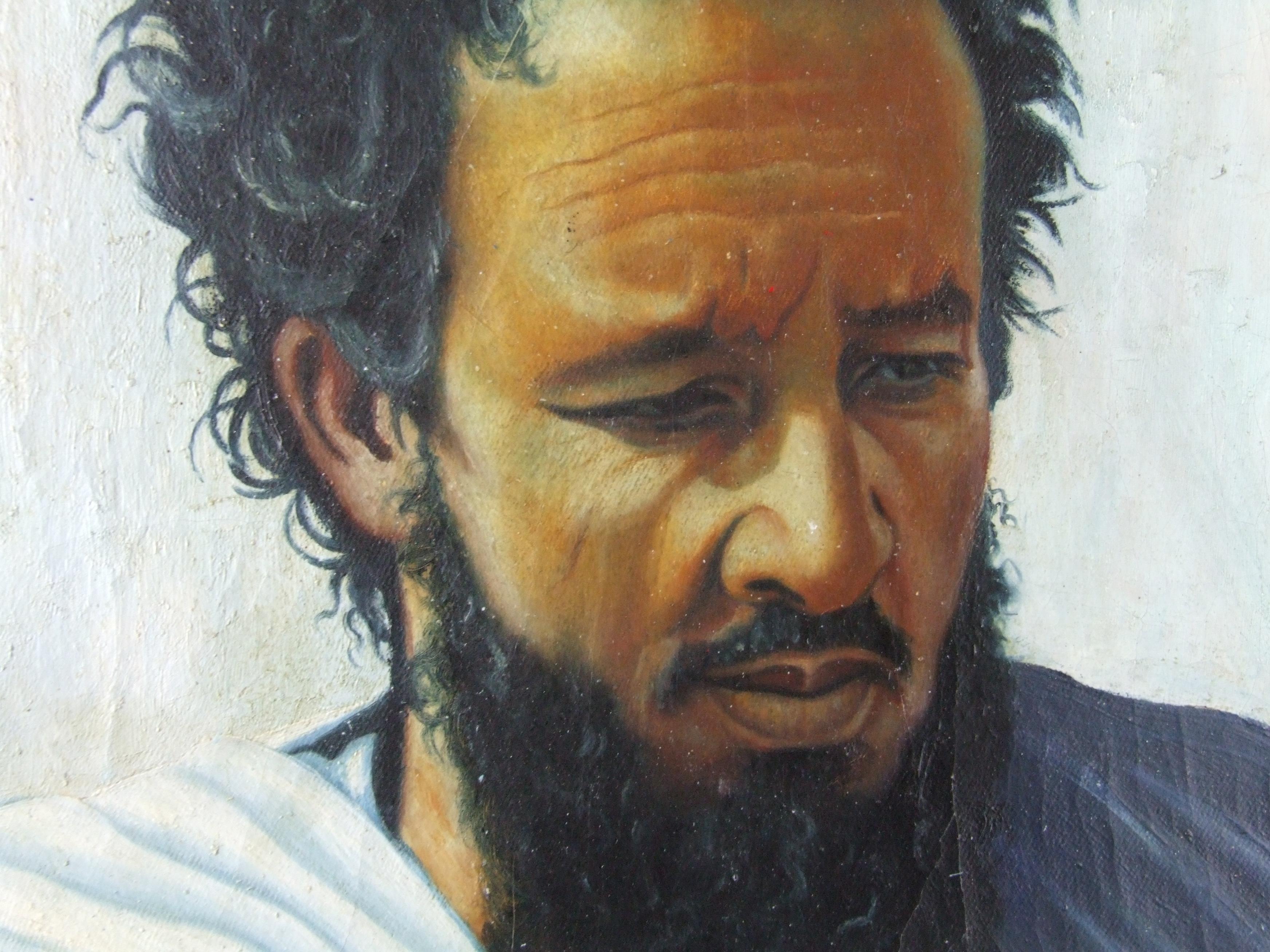 Paar Berber – Ölfarbe, ein Paar, jeweils 41x33 cm. (Grau), Portrait Painting, von Anglada Pinto Luis