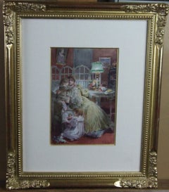 Maternité, XIX c. - watercolor, 17x12 cm., framed