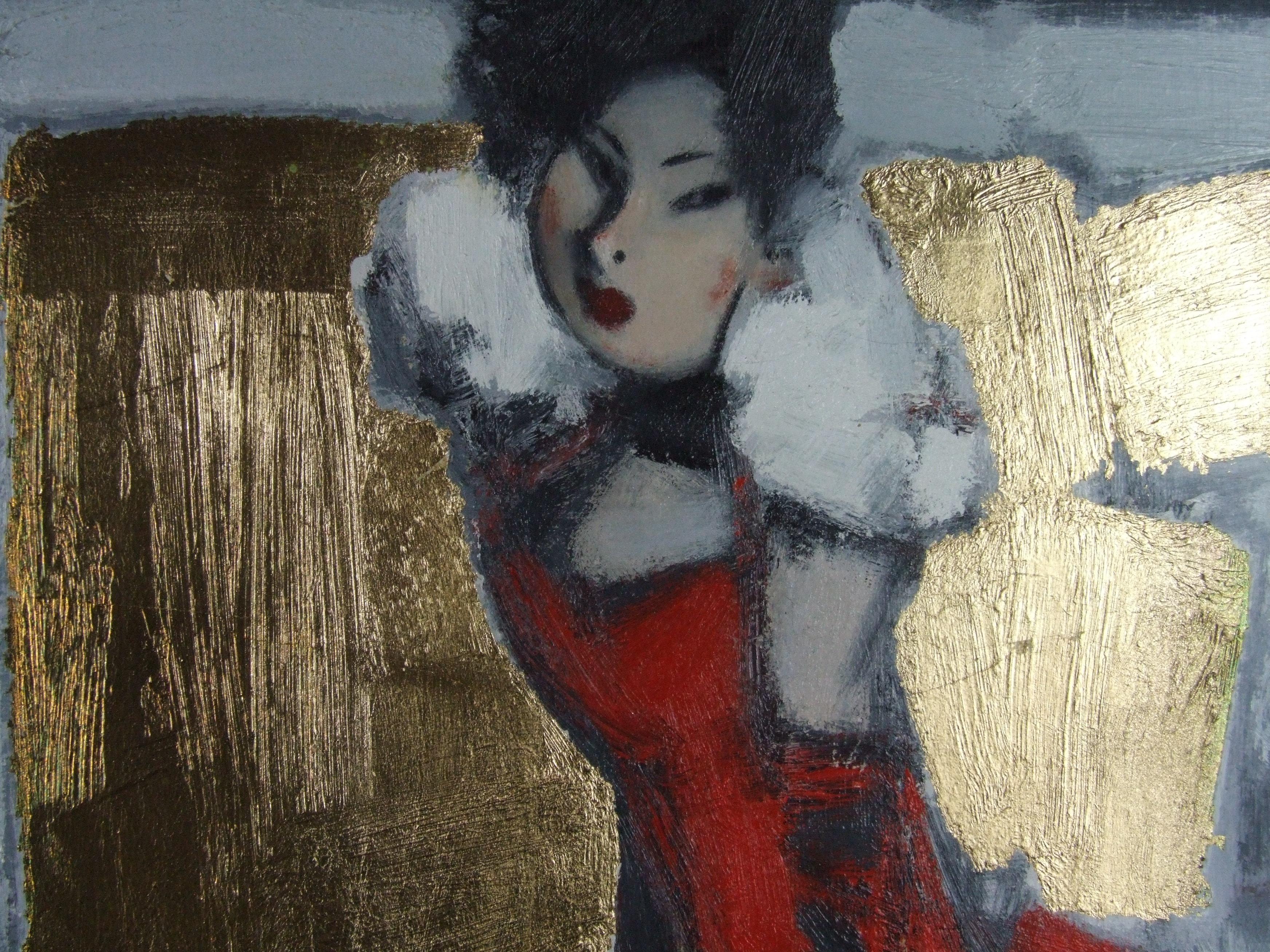 La robe rouge, 2006 - Huile sur toile, 60x50 cm. - Post-impressionnisme Painting par Smirnoff Andrej
