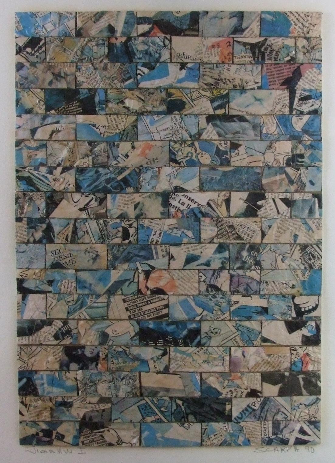 Jigsaw 1, 1990 - laid paper, 75x56 cm., framed - Art by Michel Scarpa