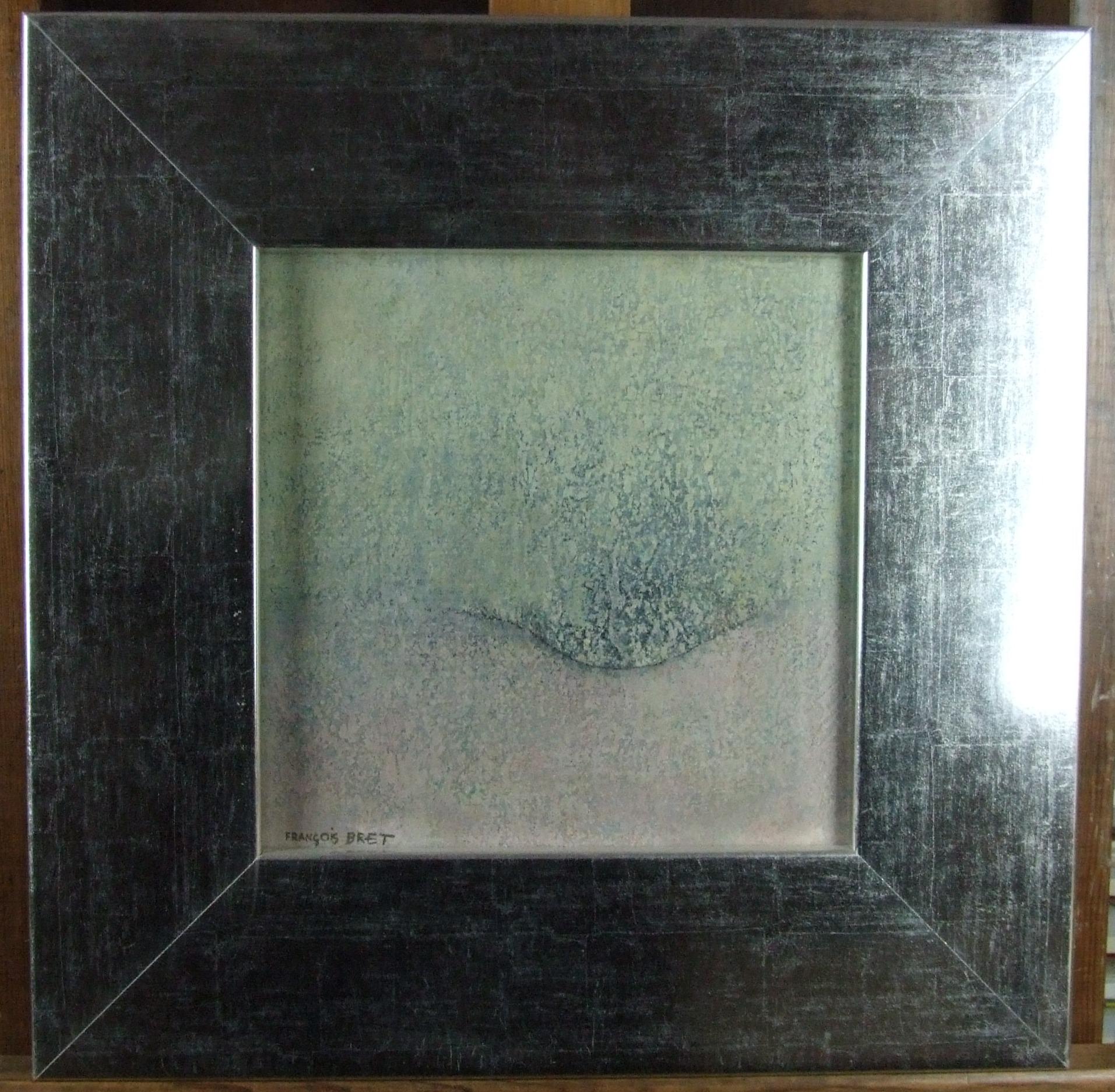 abstraction 1, '70s - Oil on canvas, 30x30 cm, framed. - Painting by Francois Bret
