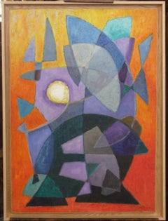 Composition A, 1967, huile sur toile, 68 x56 cm, encadrée