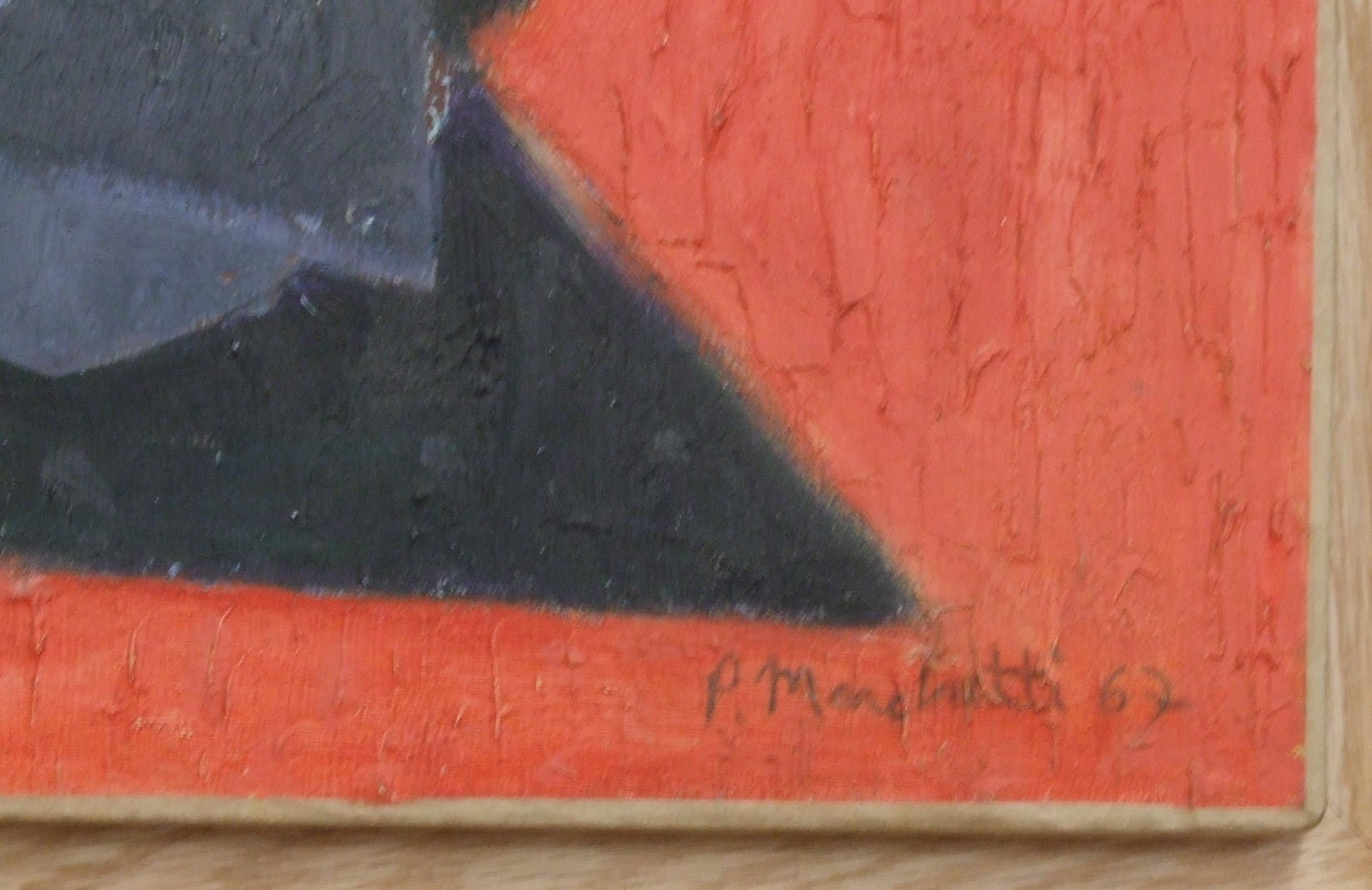 Composition A, 1967, huile sur toile, 68 x56 cm, encadrée - Painting de Pierre Marchetti