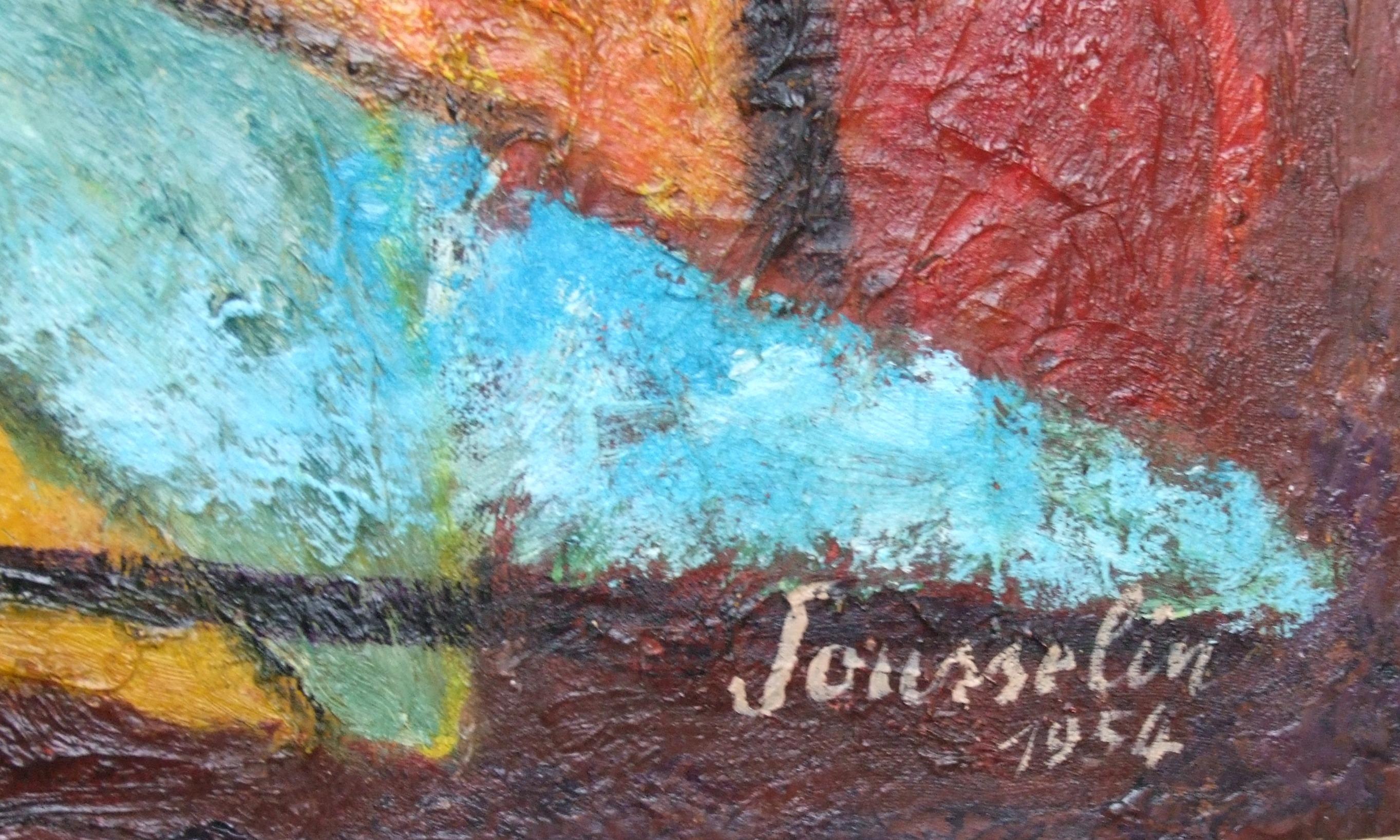 astratto 3, 1954 - Olio su tela, 92x65 cm. - Painting di François Jousselin