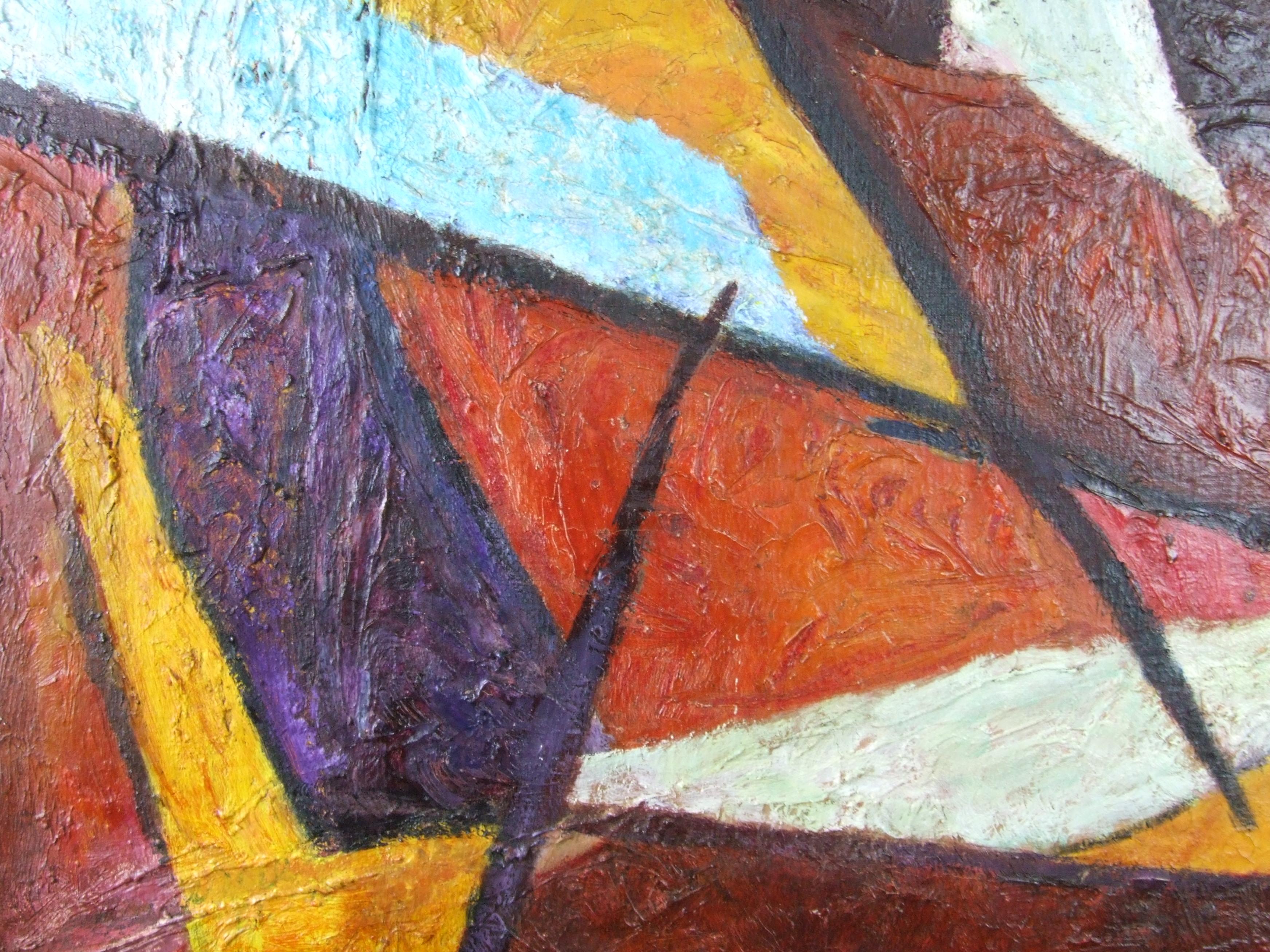 astratto 3, 1954 - Olio su tela, 92x65 cm. - Abstract Painting Marrone di François Jousselin