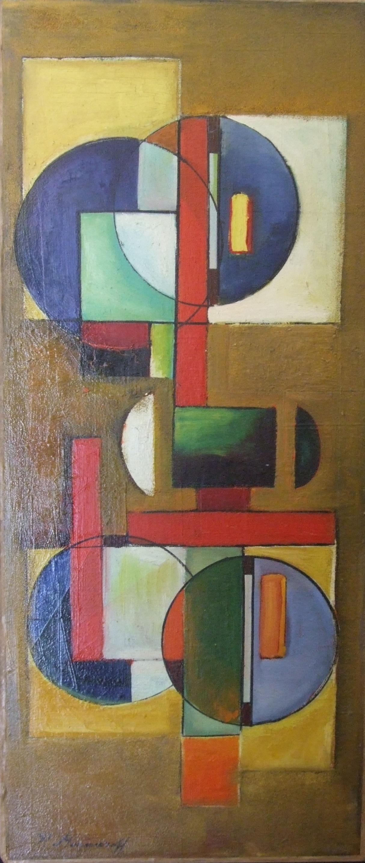 Paul Mansouroff Abstract Painting - ABSTRACT GEOMETRIC