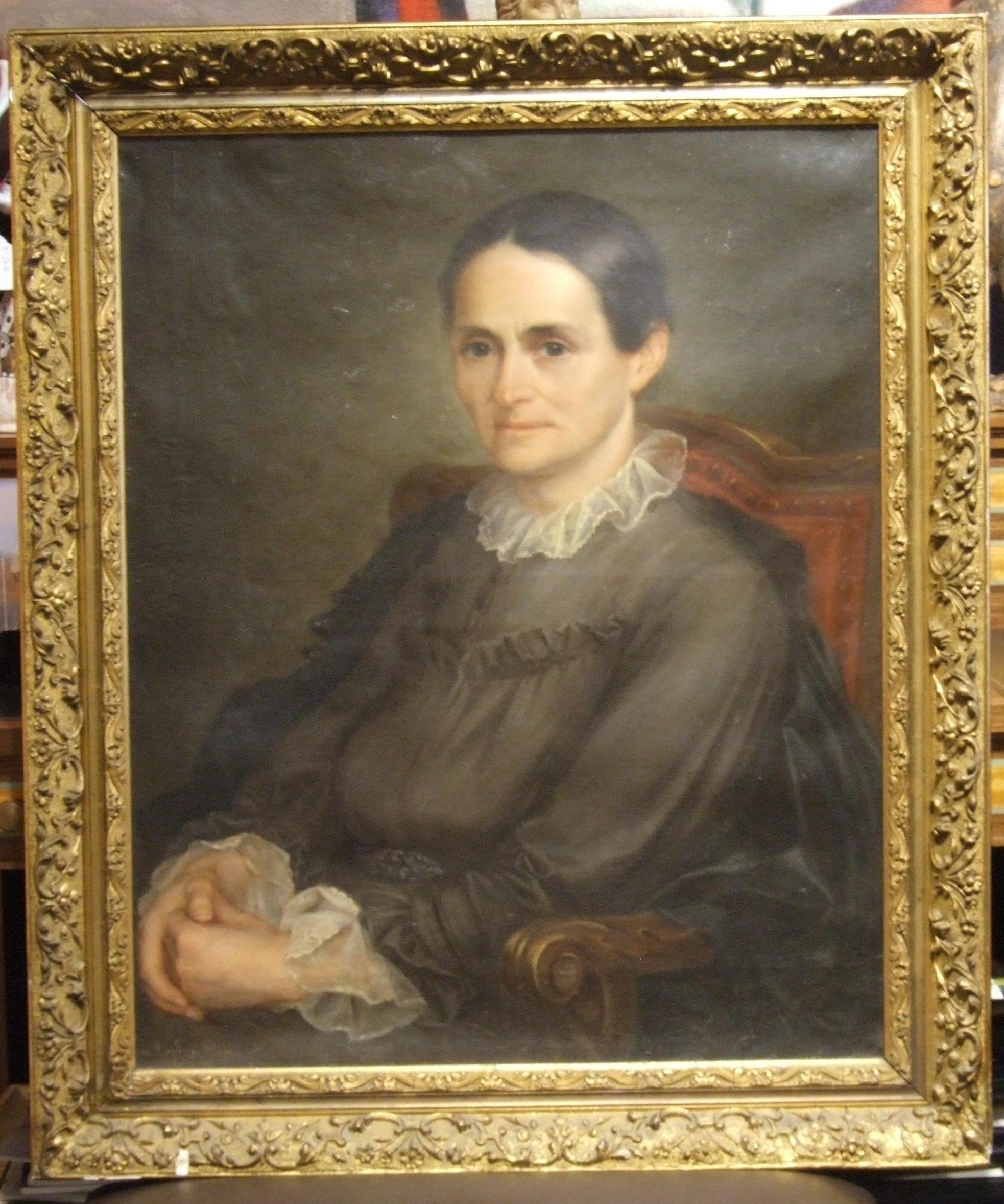 Portrait Painting di Arthur Rion - Ritratto di signora, 1895 - olio su tela, 73x60 cm, incorniciato