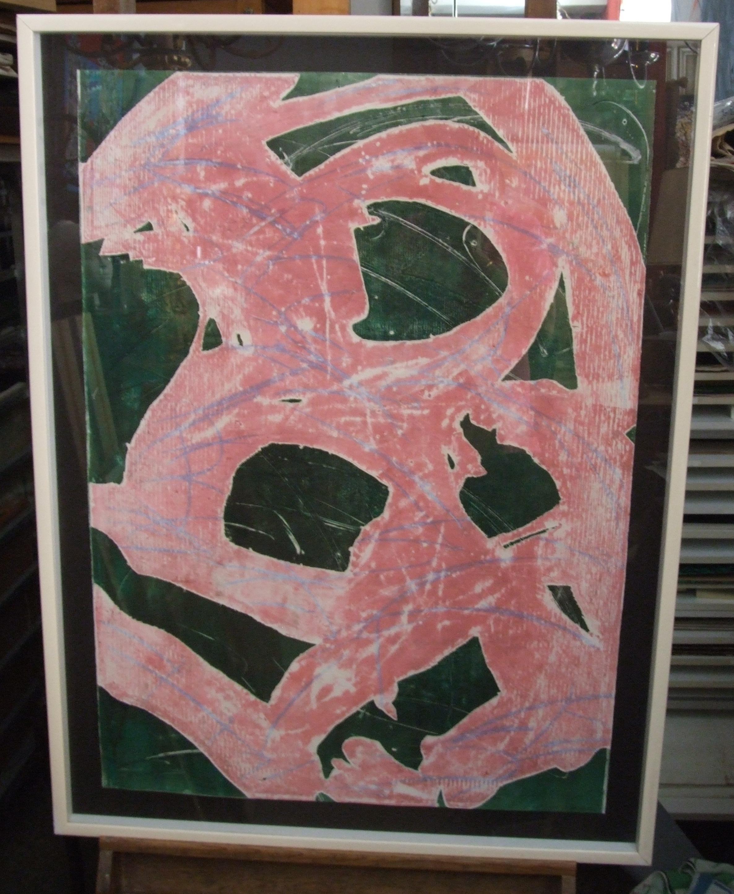 Gerard Seree Abstract Drawing – composition 1 - Gouache auf Papier, 95x70 cm, gerahmt