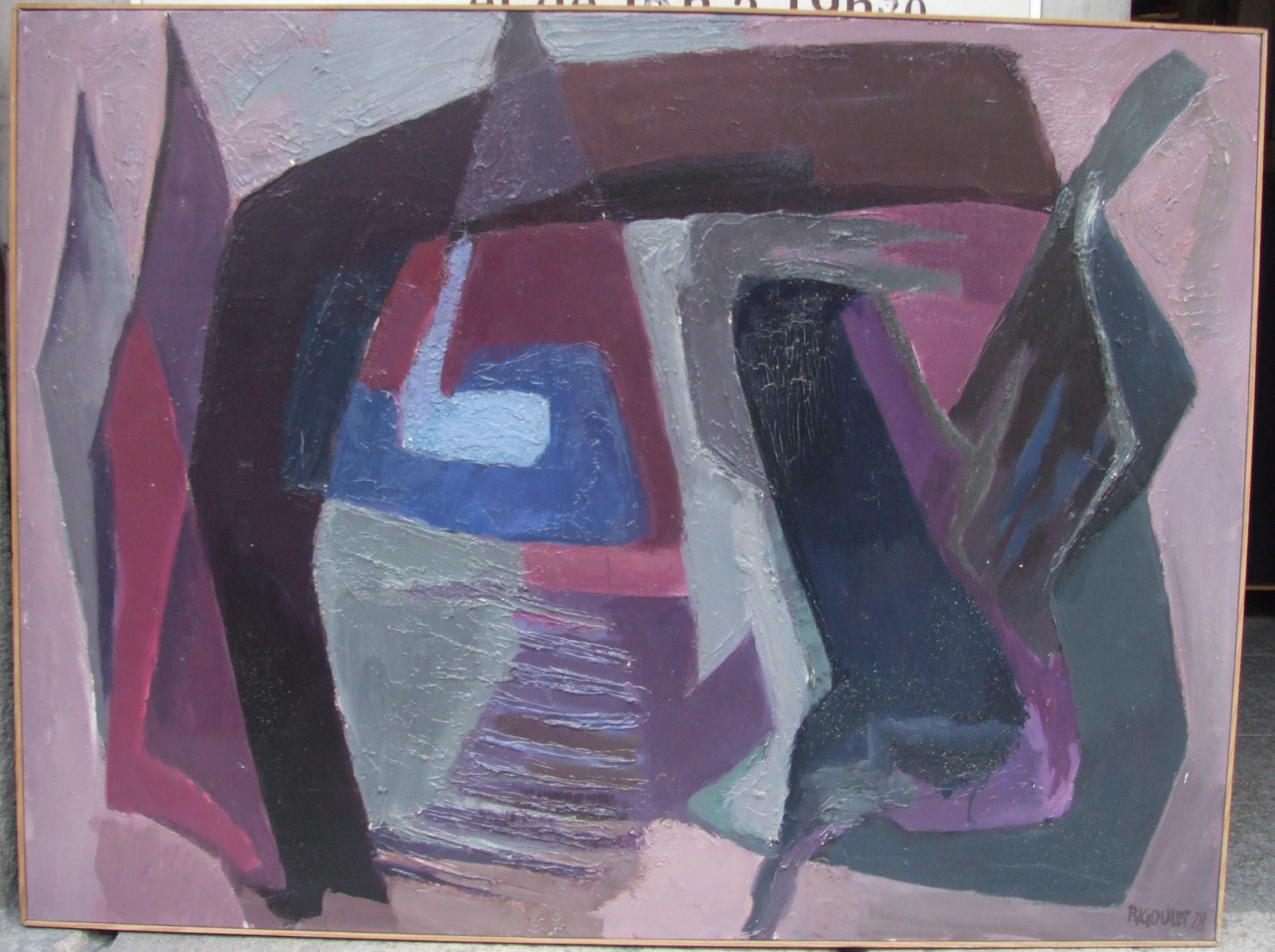 Paul Rigoulet Abstract Painting – Titel ohne Titel, 1978 - Öl auf Leinwand, 98x131 cm, gerahmt.