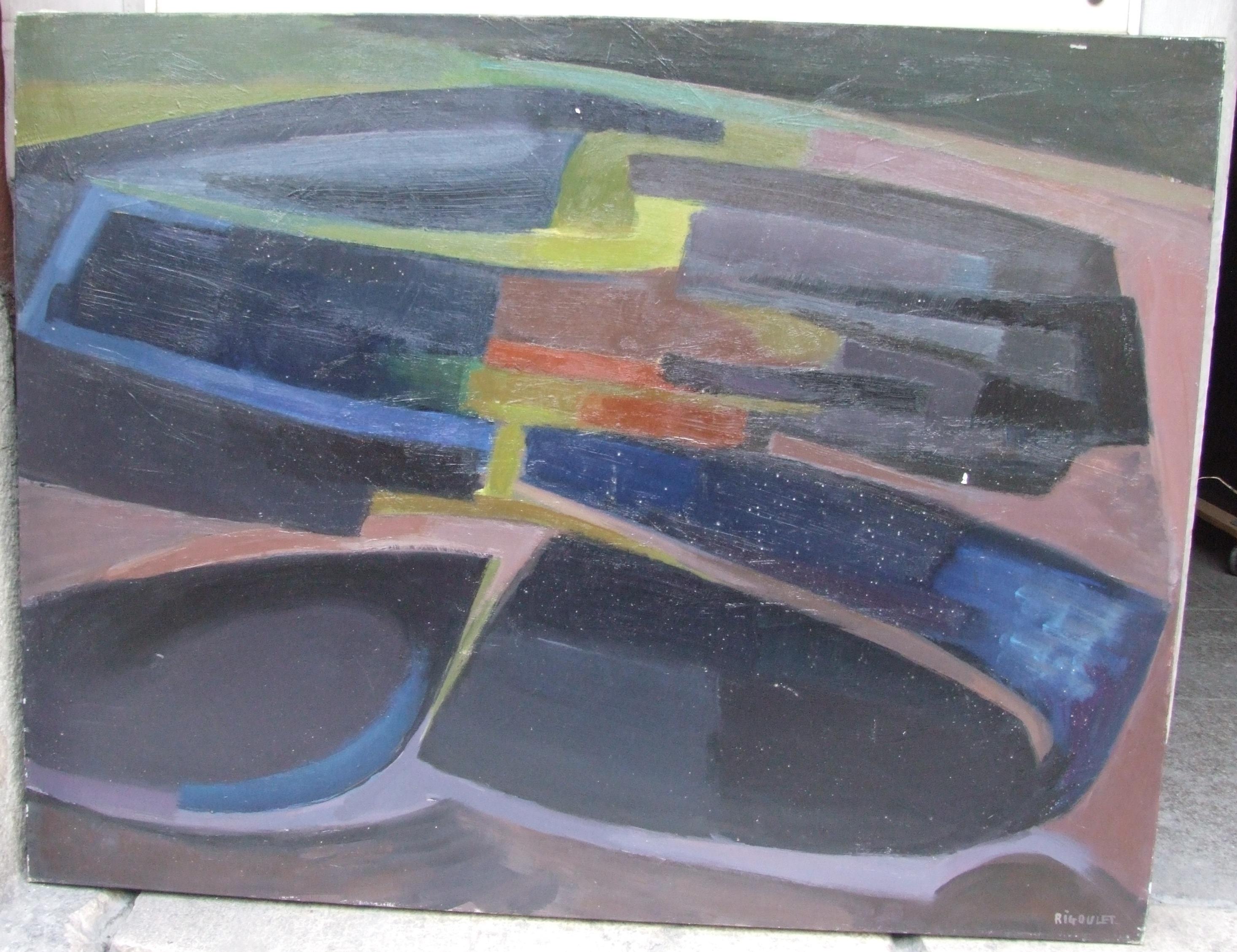 Paul Rigoulet Abstract Painting – Terre Brule - Burned Land - Öl auf Leinwand, 90x116 cm.