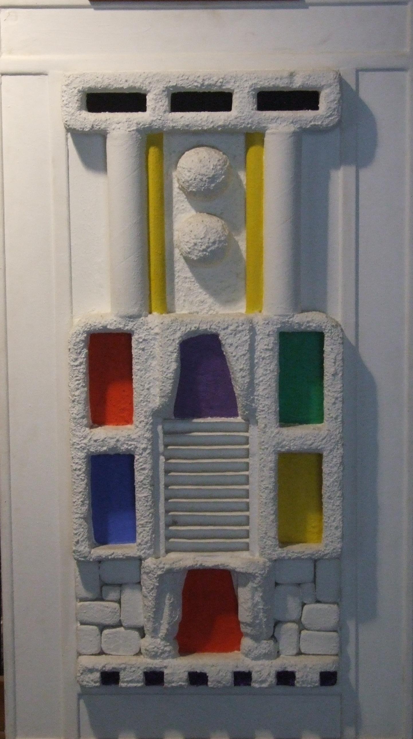 composition 1, 1986 - mixed media and wood, 99x55x7 cm. - Mixed Media Art by Wisseling L.