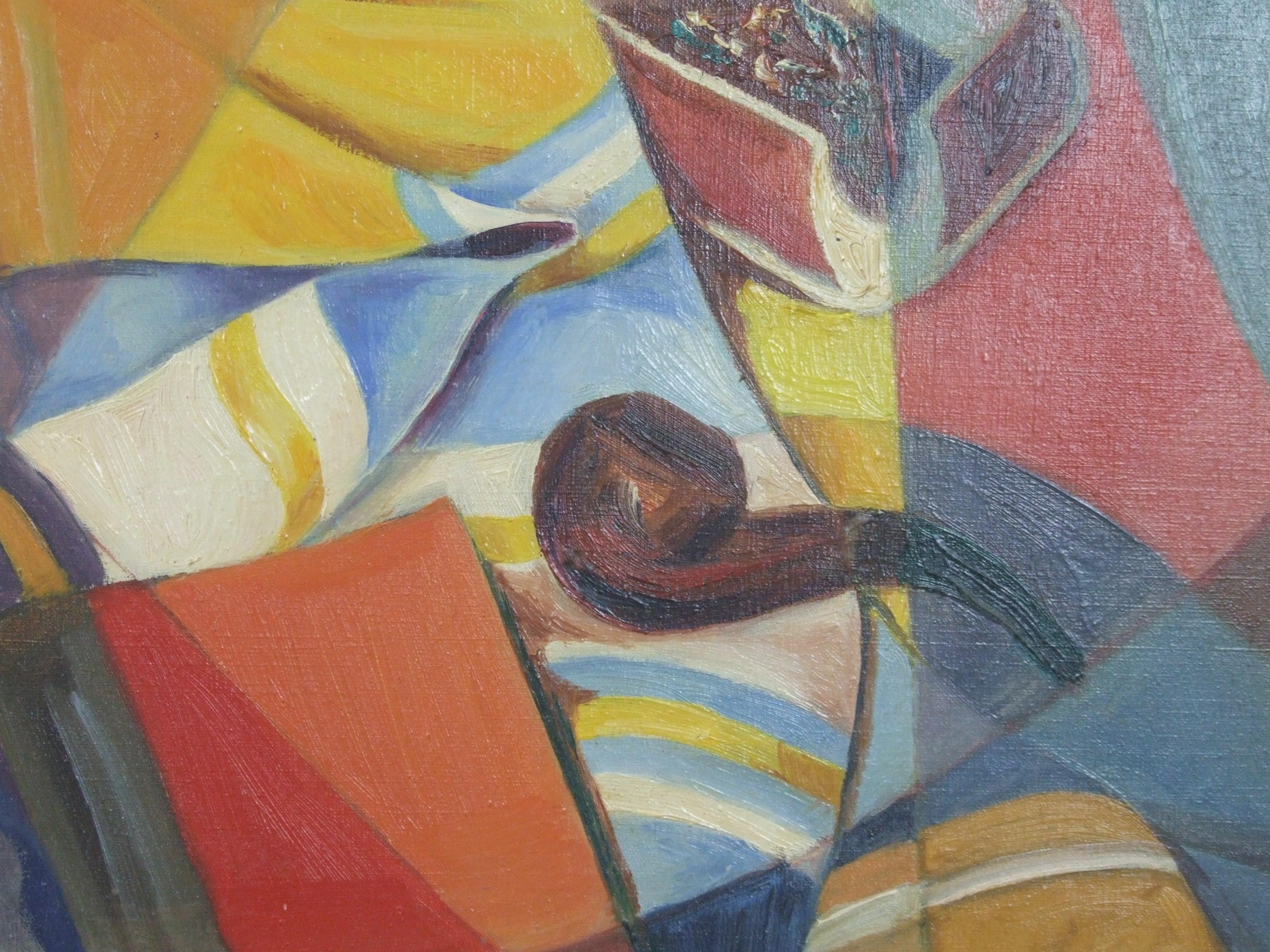 Nature morte - Huile sur toile, 45,5x55,5 cm., encadré - Painting Cubista de Cruparin