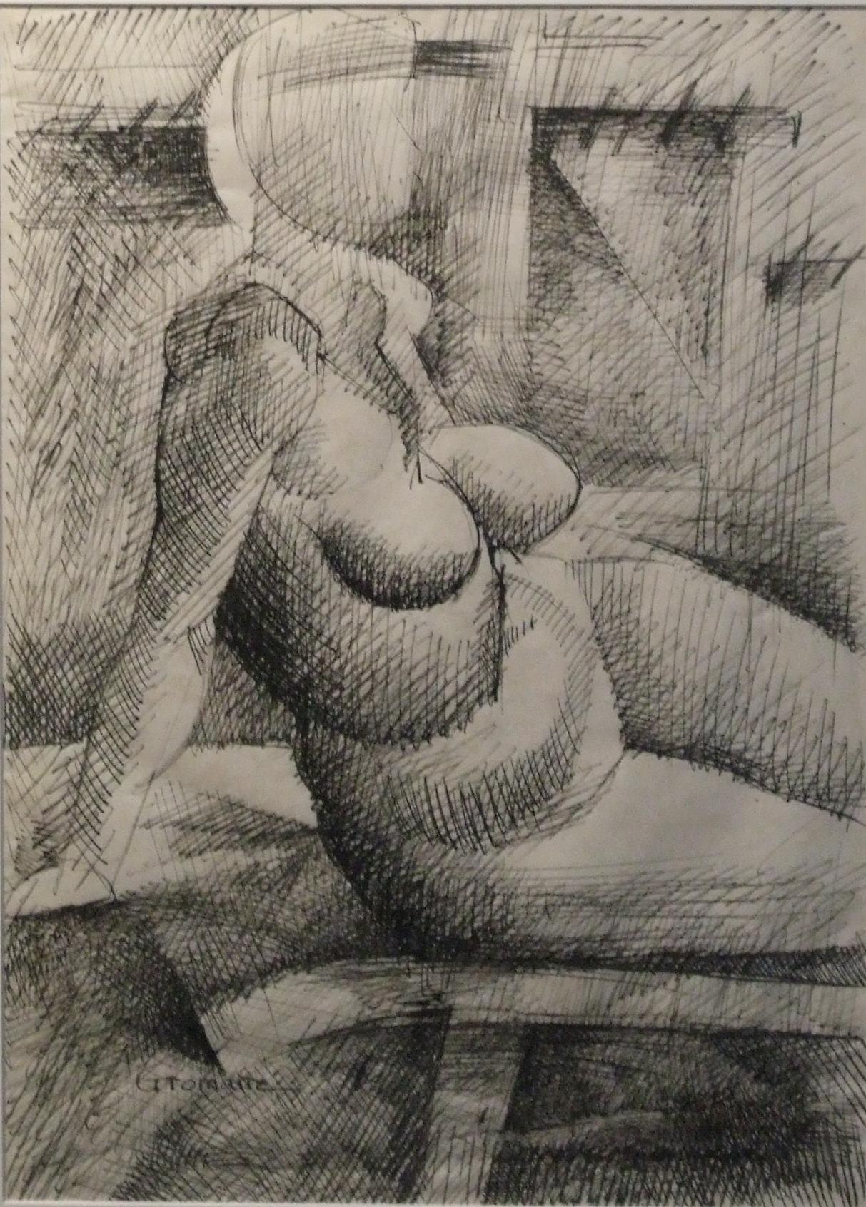 Marcel Gromaire Nude - Femme nue - encre sur papier, 43x31 cm., encadré