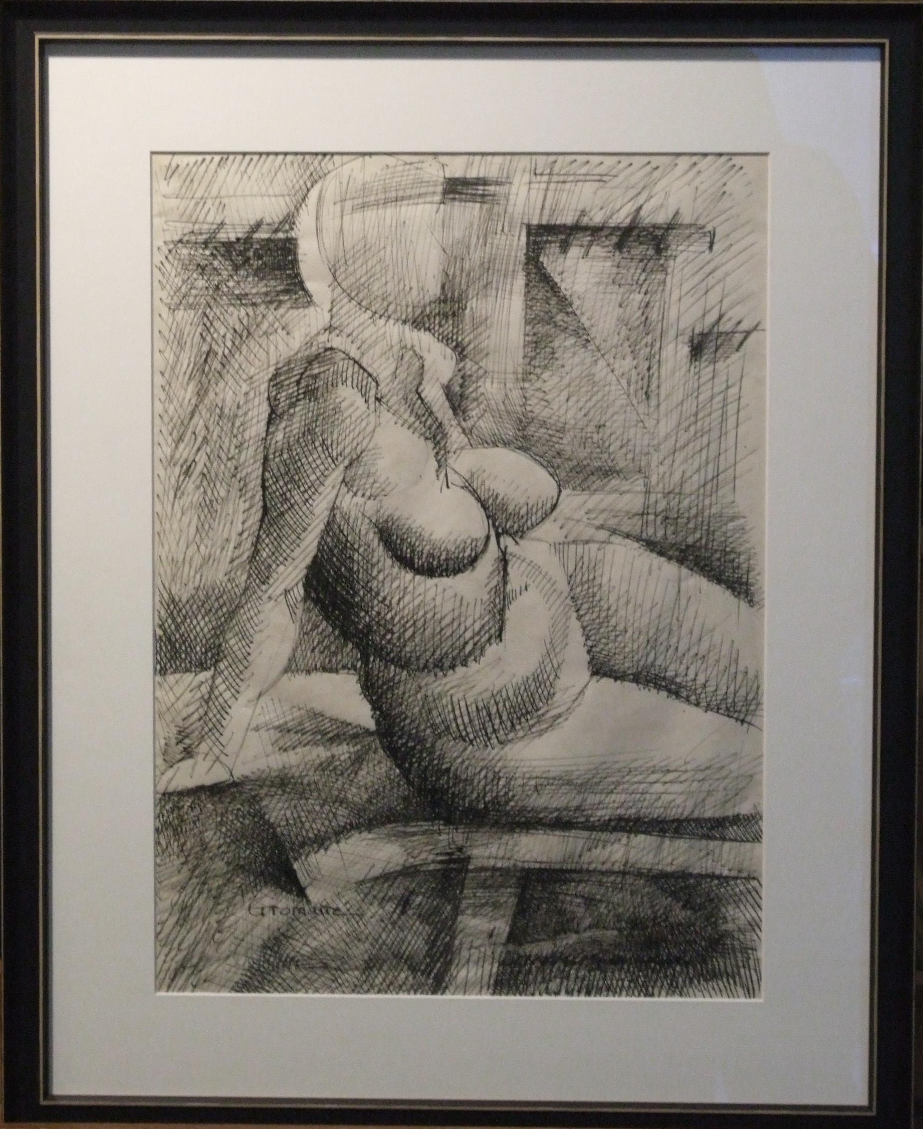 Femme nue - encre sur papier, 43x31 cm., encadré - Art by Marcel Gromaire